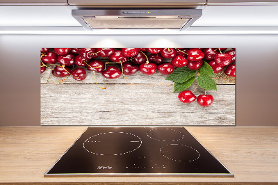 Panneau crédence cuisine Cerises sur bois