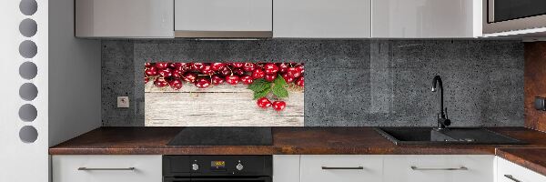 Panneau crédence cuisine Cerises sur bois