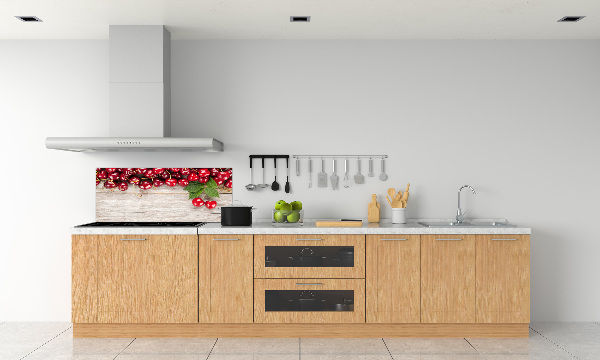 Panneau crédence cuisine Cerises sur bois