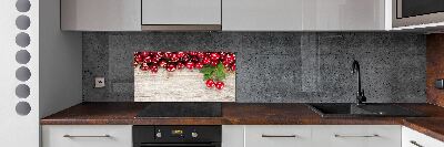 Panneau crédence cuisine Cerises sur bois