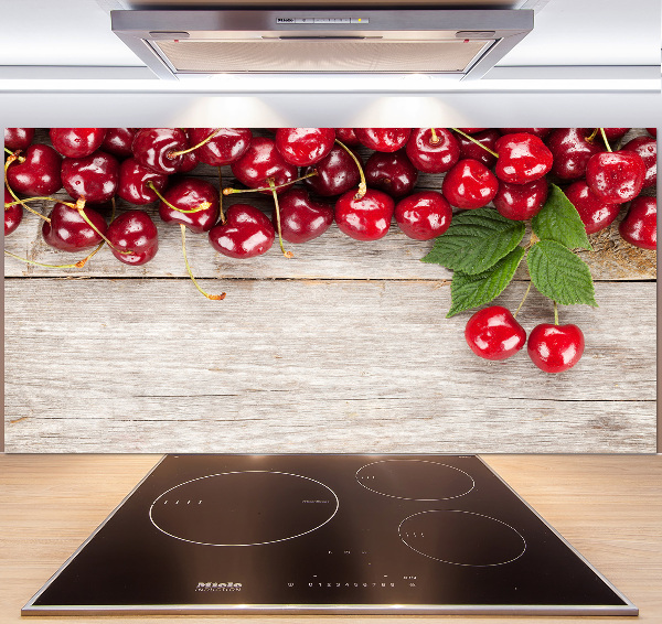 Panneau crédence cuisine Cerises sur bois