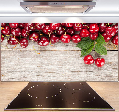 Panneau crédence cuisine Cerises sur bois