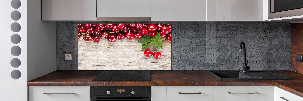 Panneau crédence cuisine Cerises sur bois