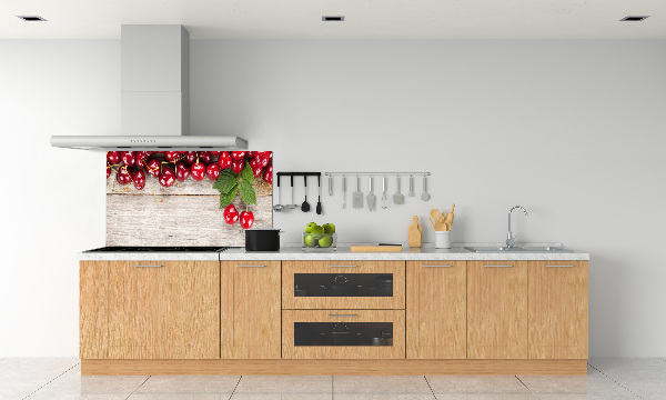 Panneau crédence cuisine Cerises sur bois