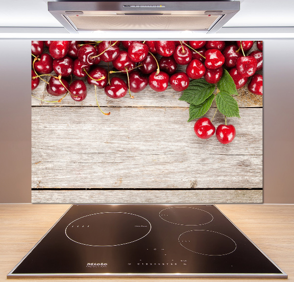 Panneau crédence cuisine Cerises sur bois