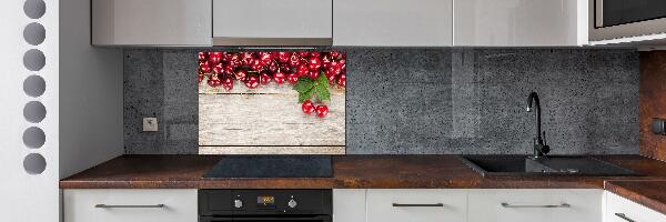 Panneau crédence cuisine Cerises sur bois