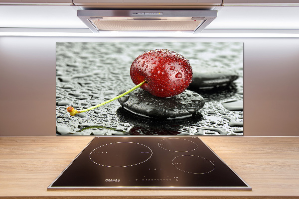 Crédence cuisine en verre trempé Cerise sous la pluie