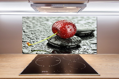 Crédence cuisine en verre trempé Cerise sous la pluie