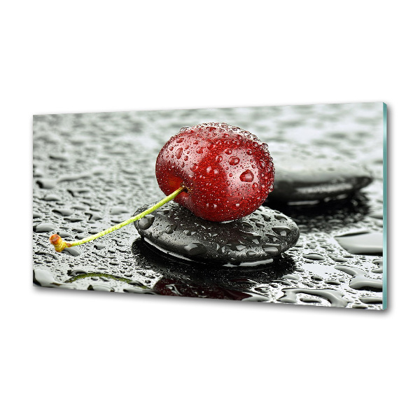 Crédence cuisine en verre trempé Cerise sous la pluie