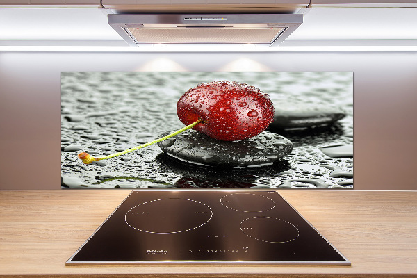 Crédence cuisine en verre trempé Cerise sous la pluie