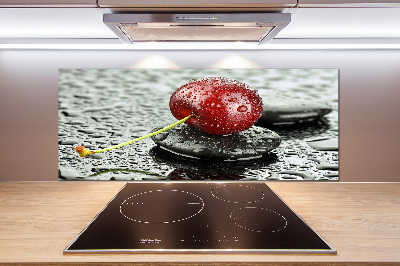 Crédence cuisine en verre trempé Cerise sous la pluie