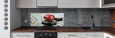 Crédence cuisine en verre trempé Cerise sous la pluie