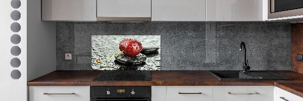 Crédence cuisine en verre trempé Cerise sous la pluie
