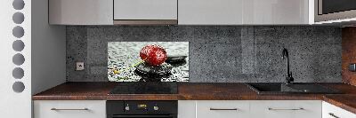 Crédence cuisine en verre trempé Cerise sous la pluie