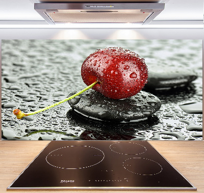 Crédence cuisine en verre trempé Cerise sous la pluie