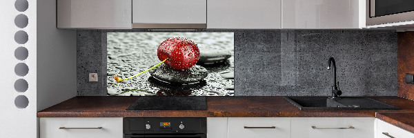 Crédence cuisine en verre trempé Cerise sous la pluie