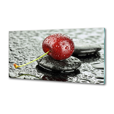 Crédence cuisine en verre trempé Cerise sous la pluie