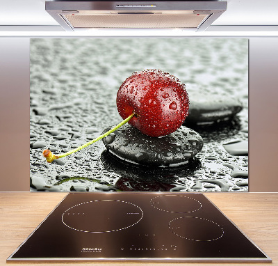 Crédence cuisine en verre trempé Cerise sous la pluie