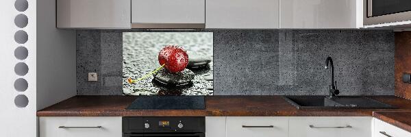 Crédence cuisine en verre trempé Cerise sous la pluie