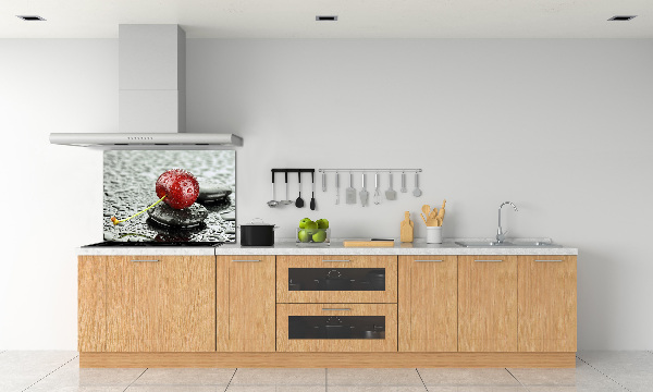 Crédence cuisine en verre trempé Cerise sous la pluie