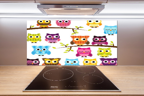 Panneau crédence cuisine Hiboux colorés