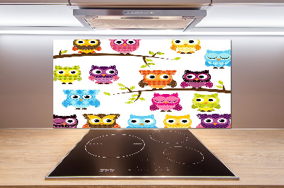 Panneau crédence cuisine Hiboux colorés