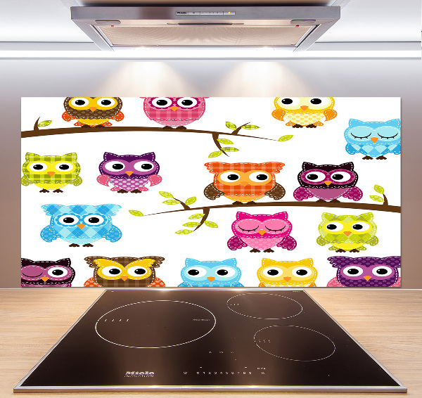 Panneau crédence cuisine Hiboux colorés