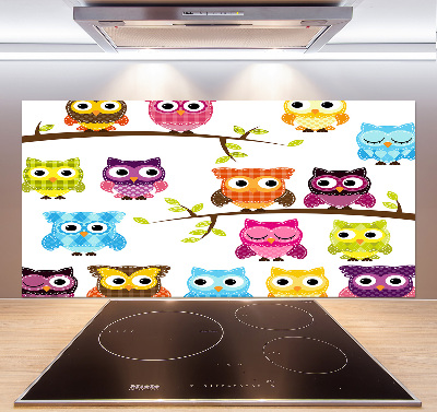 Panneau crédence cuisine Hiboux colorés