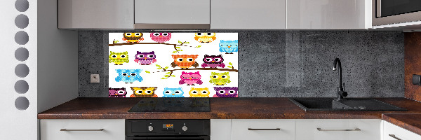 Panneau crédence cuisine Hiboux colorés
