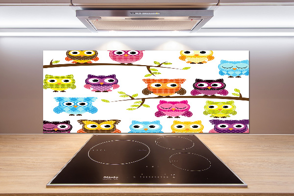 Panneau crédence cuisine Hiboux colorés