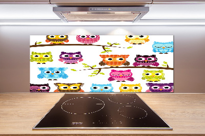 Panneau crédence cuisine Hiboux colorés