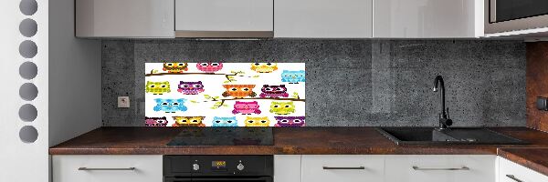 Panneau crédence cuisine Hiboux colorés