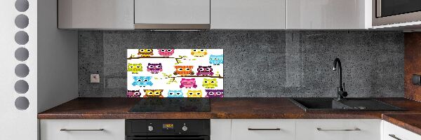 Panneau crédence cuisine Hiboux colorés