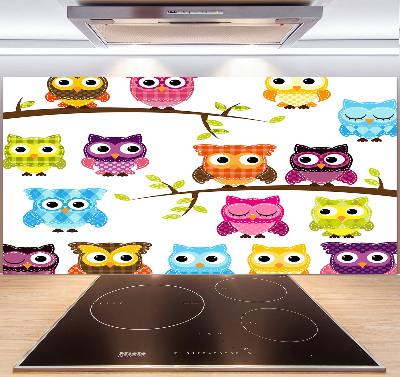 Panneau crédence cuisine Hiboux colorés