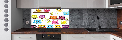 Panneau crédence cuisine Hiboux colorés