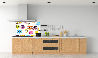 Panneau crédence cuisine Hiboux colorés
