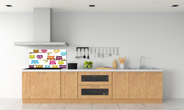 Panneau crédence cuisine Hiboux colorés