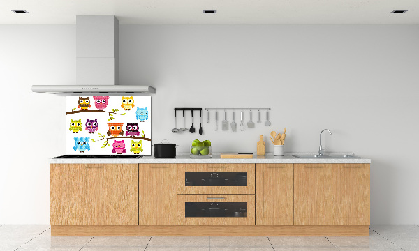 Panneau crédence cuisine Hiboux colorés