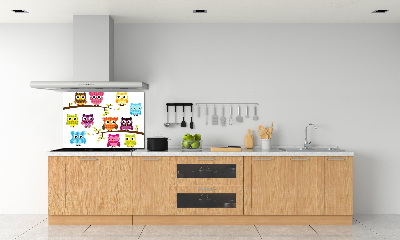 Panneau crédence cuisine Hiboux colorés