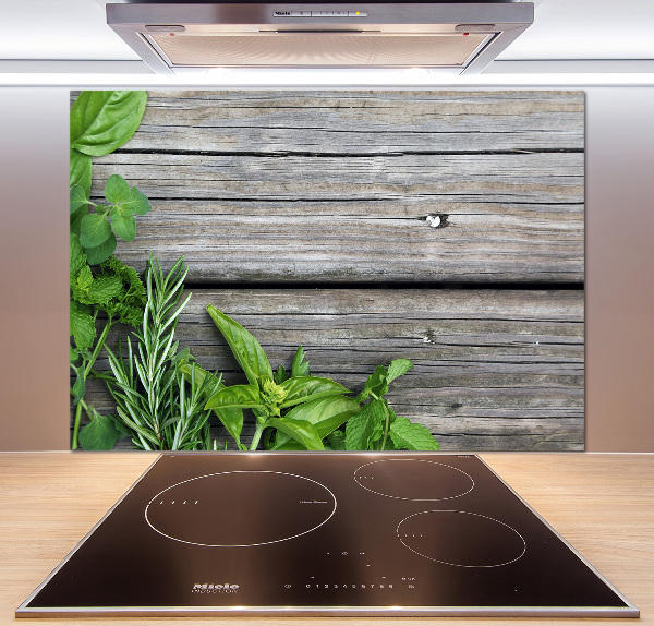 Panneau pour cuisine Fond en bois d'herbes
