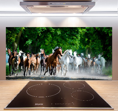 Verre pour crédence Chevaux au galop