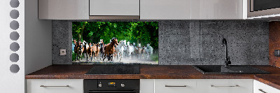 Verre pour crédence Chevaux au galop