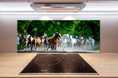 Verre pour crédence Chevaux au galop