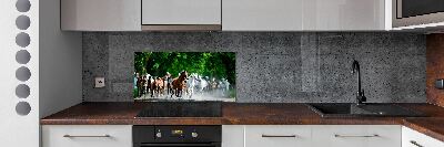 Verre pour crédence Chevaux au galop