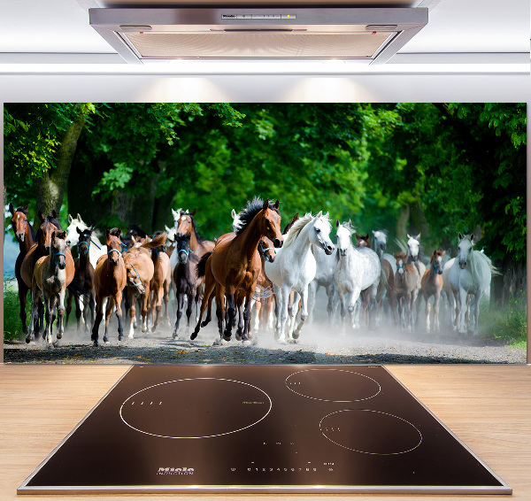 Verre pour crédence Chevaux au galop
