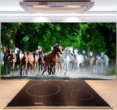 Verre pour crédence Chevaux au galop