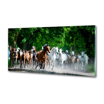 Verre pour crédence Chevaux au galop