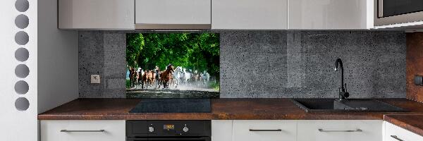 Verre pour crédence Chevaux au galop