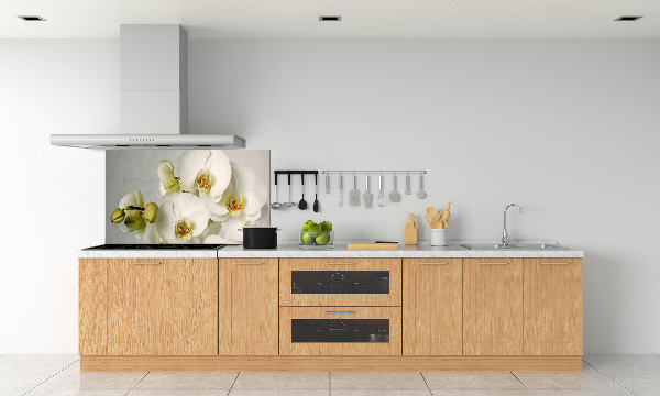 Crédence cuisine en verre trempé Orchidée blanche