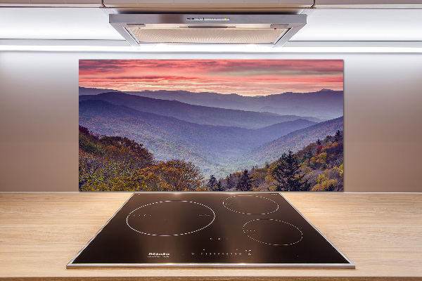 Crédence de cuisine en verre Coucher de soleil sur les montagnes
